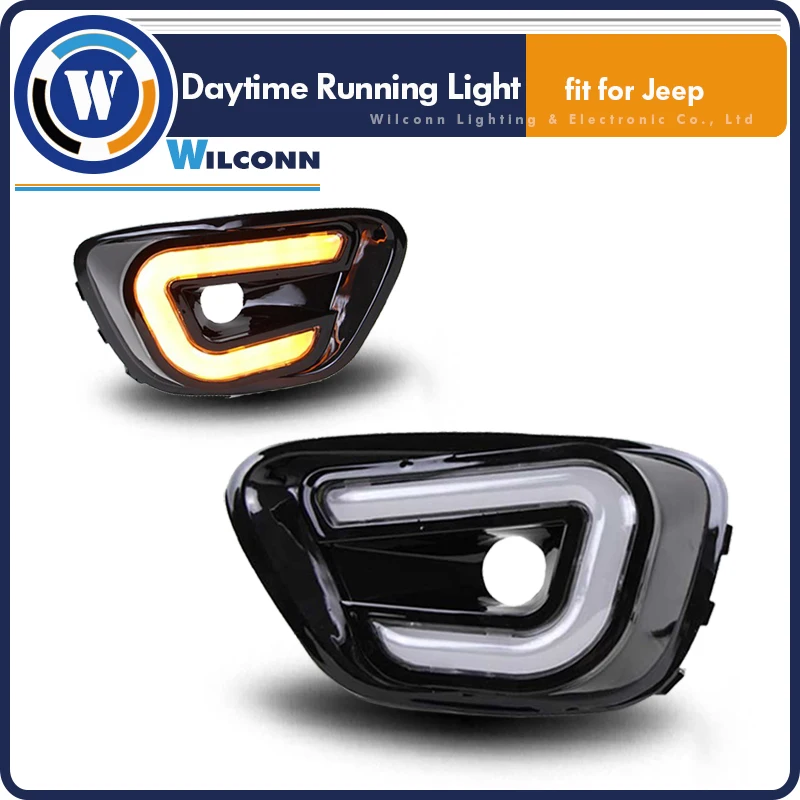 LED Daytime Running Light For Jeep Compass Turn Signal Based DRL Fog