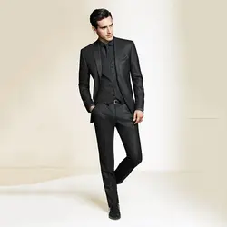 CUSTOM MADE TO MEASURE Мужчины костюм, заказ темно-серый деловой мужской костюм, Классические мужские свадебные костюмы для мужчин