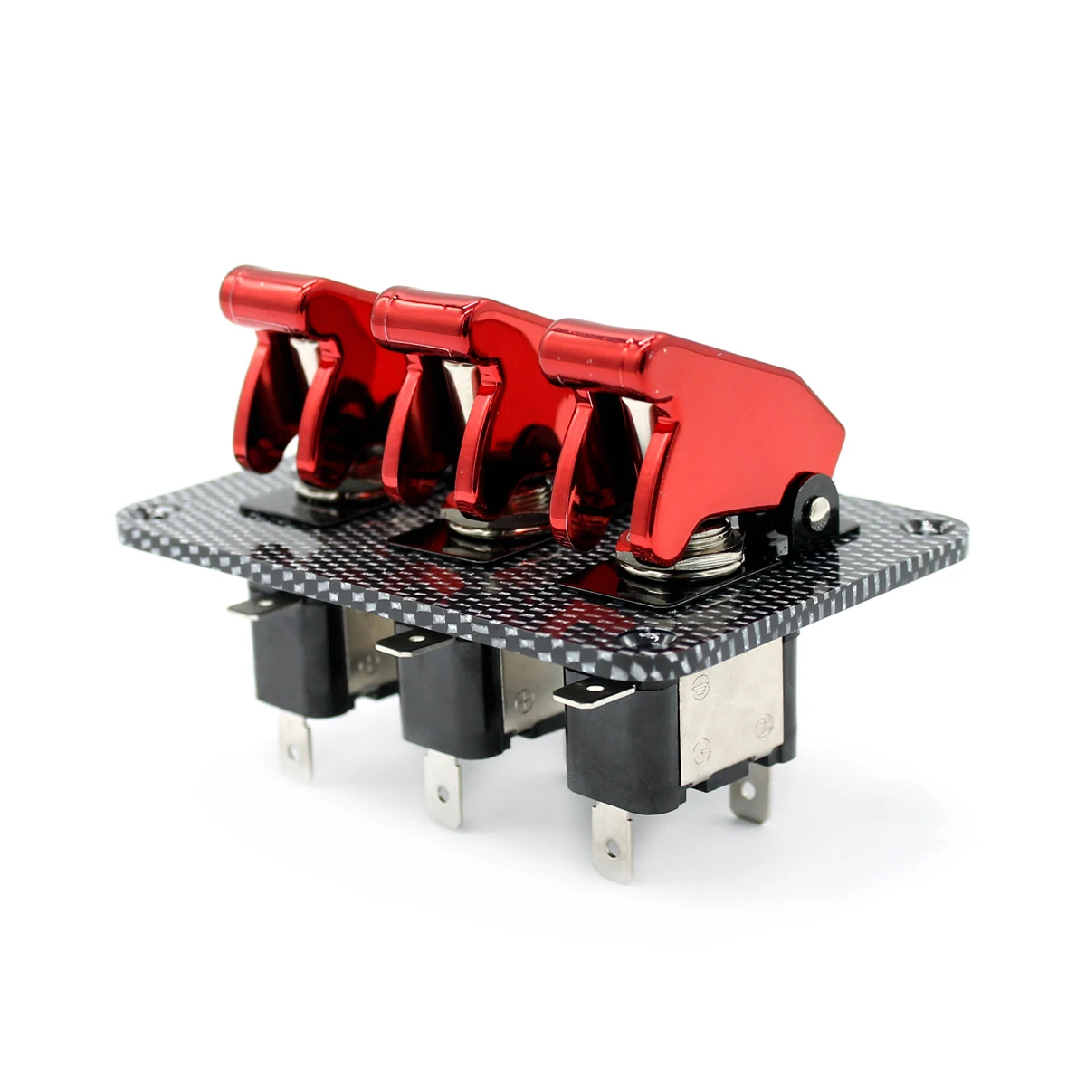 DC12V 20A Switch Carbon Fiber Panel and Red and Blue Racing Car Switch