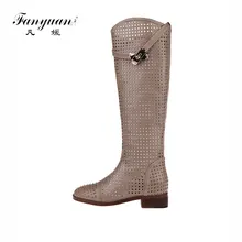 Fanyuan/Новые модные женские сапоги до колена с круглым носком пикантные ботинки с вырезами на толстом каблуке Летняя легкая обувь женская обувь размер 40