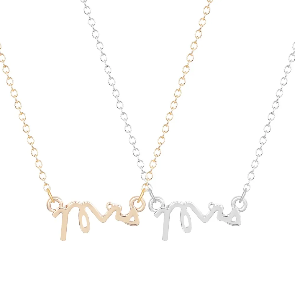 

QIAMNI Mrs Letter Wedding Charm Necklace Pendant Collares Minimalist Jewelry Gift Necklace for Girls and Women