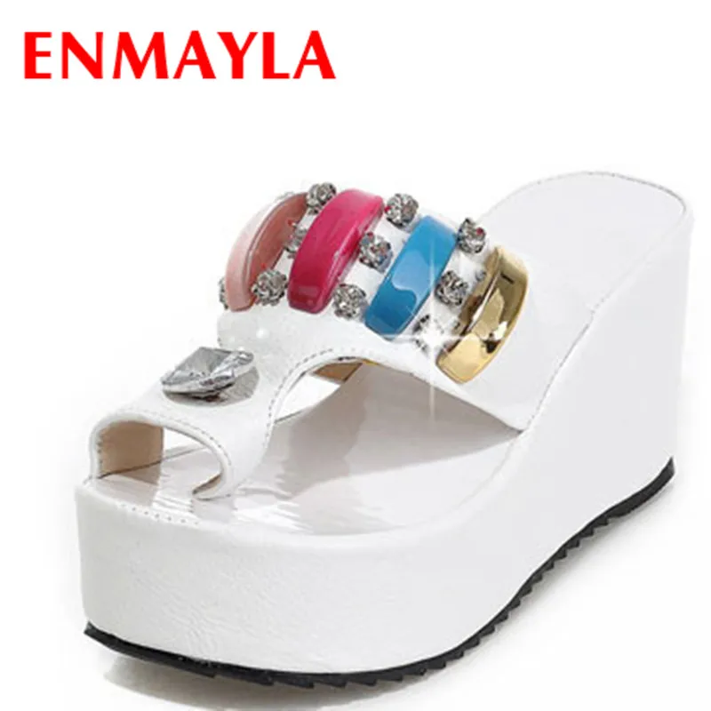

ENMAYER Size 34-43 Fashion Sandals Cutout Wedge Heels Platform Open Toe Summer Shoes Flip Flops Chic Sandals Sexy Women Sandals