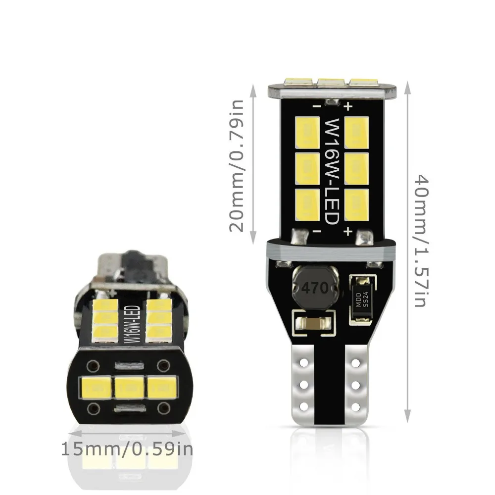 2x W16W T15 ampoule LED 2835 SMD Canbus OBC sans erreur LED lumière de secours 921 912 W16W ampoule LED voiture lampe de recul xénon blanc DC12V