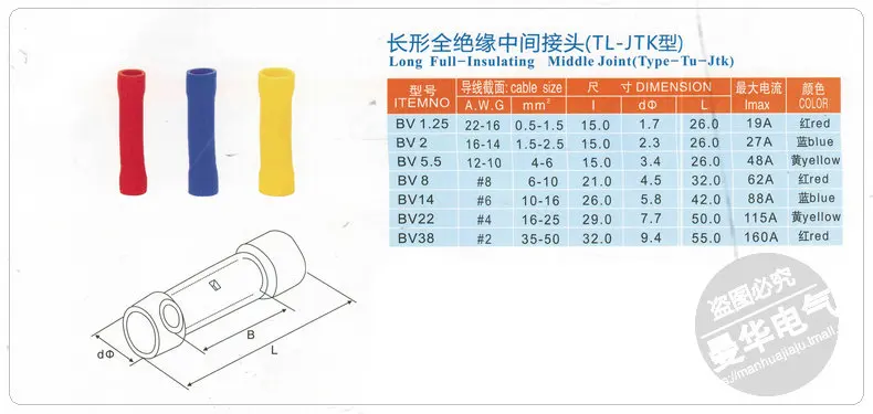 Для 0,5~ 1.5Mm2/22-16A.W.G утепленные Прямые Провода стыковой соединитель электрического обжимных разъёмов, коннекторов для 1000 шт./компл