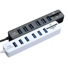 Высокоскоростной USB 2,0 концентратор комбо 6 портов расширитель многопортовый usb-адаптер с SD/TF кард-ридер для ПК компьютер планшет аксессуары
