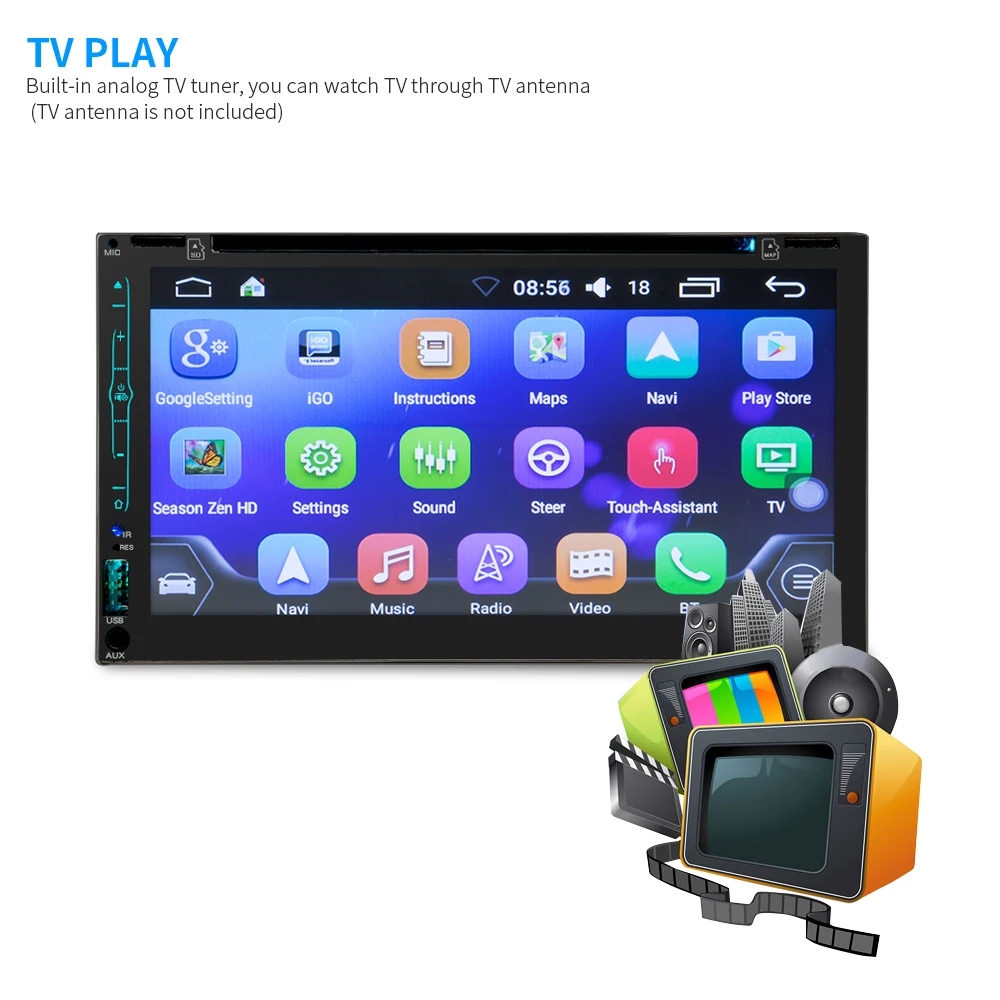 Clearance 2 din car digital stereo android system FM radio gps navigation video DVD Mp5 multimedia player bluetooth wifi rear view camera 12