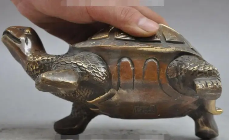 

S0745 8"chinese folk fengshui bronze lucky auspicious Longevity Turtle Tortoise statue