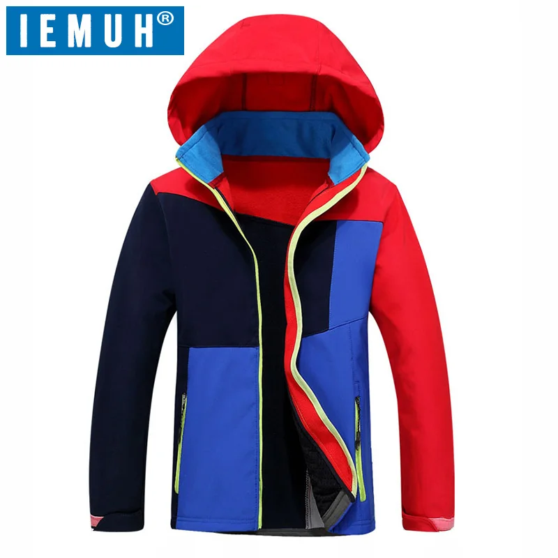 

IEMUH Brand Sports Winter Children Coat Hood Ski Jacket Boys Girls Windproof Waterproof Outdoor Solfshell Camping Hiking Jacket