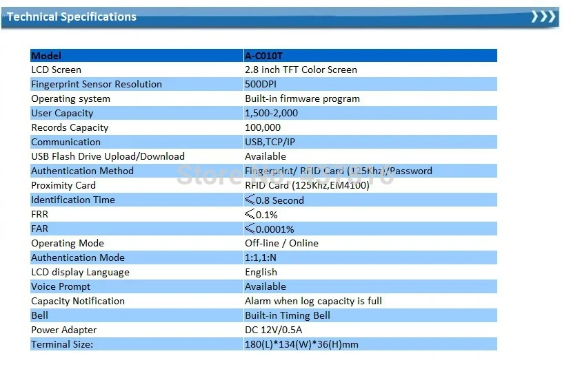 A-C010 Фингерпринта rfid-карты время посещения TCP/IP RJ45 USB связи высокоскоростная