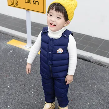 

2020 Suspenders Strap Pants Children Cotton Boys Winter Warm For Girls thick Trousers Overalls Toddler Unisex 2 To 6 Years olds