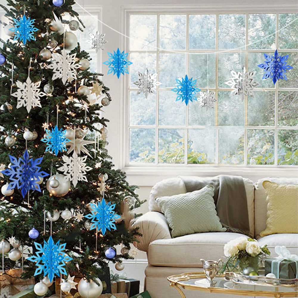 Details about   20/60Pcs Christmas White Snowflake Xmas Tree Pendant Ornament Party Supplies US 