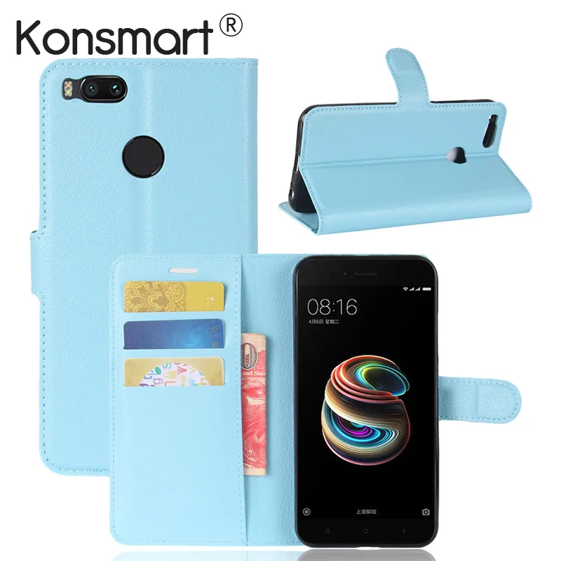 

KONSMART Leather Phone Cover For Xiaomi Mi A1 Wallet Flip PU Case For Xiaomi Redmi 4X Mi 6 5X Mi5 Mi5S Stand Moblie Phone Coque