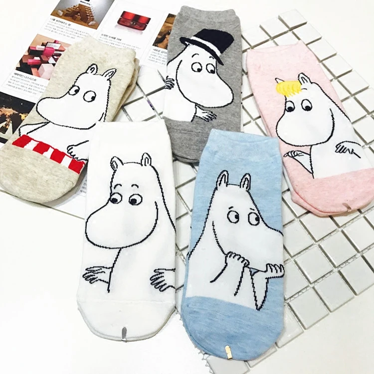 

2019 1pair Moomin Valley Cartoon Cute Socks Fashion Classic Funny Medias Cortas De Mujer Muminki Footsies Mumin Funny Slippers