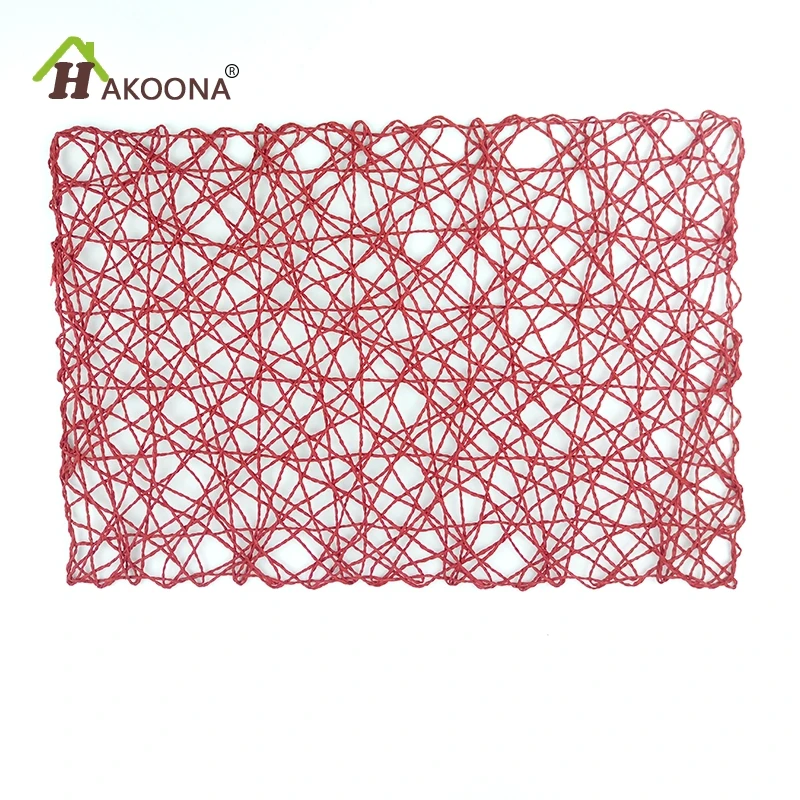 

HAKOONA Paper Rope Mesh Rectangle Table Placemats Home Kitchen Decoration Pads 34*45cm 12x18''