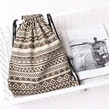 New Women Fabric Backpack Drawstring Bags Woman Bohemian Boho Chic Ethnic Tribal Aztec Ibiza Ibiza Brown Cordon Backpack Bags