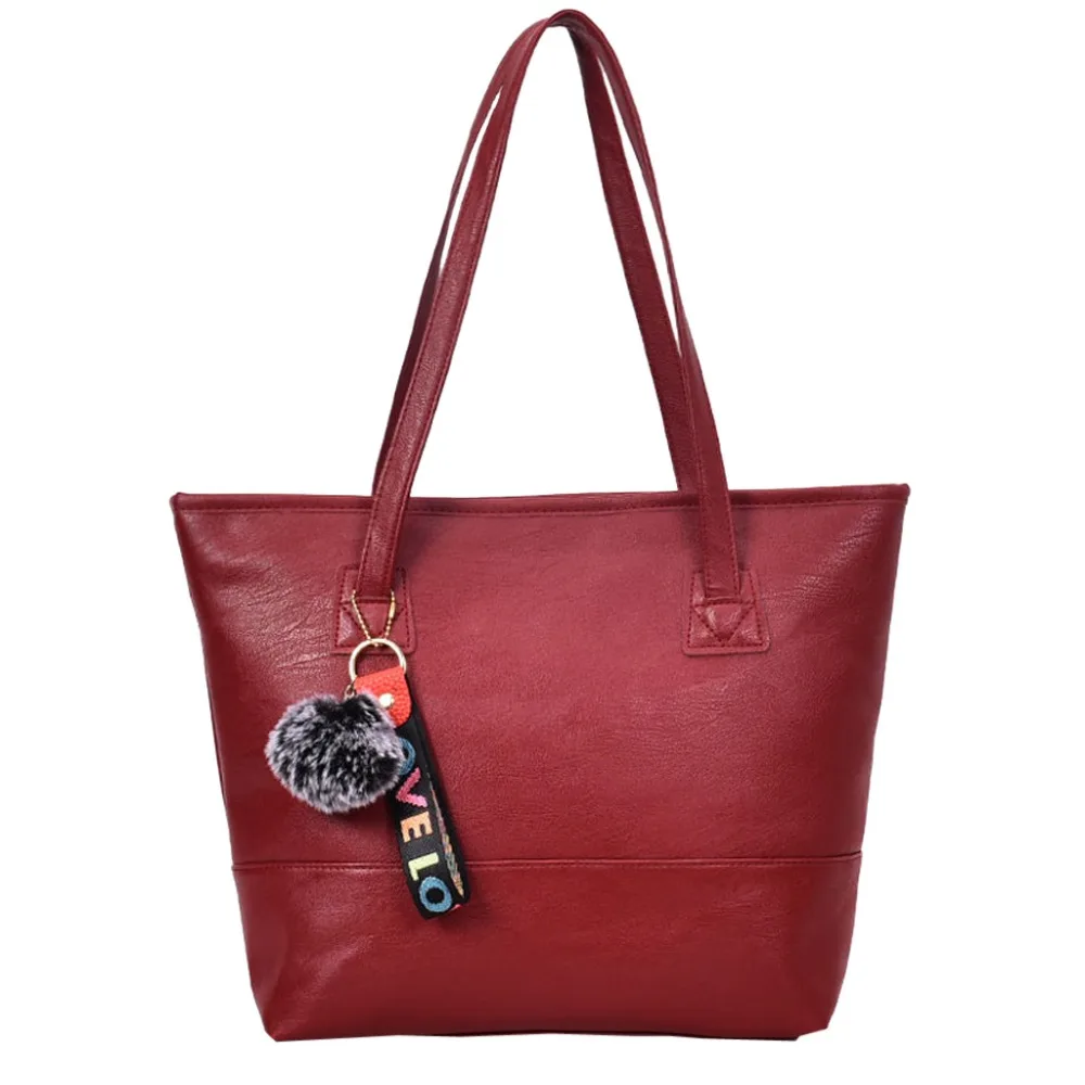 cheap fashion Satchels Square Vintgae Women Leather Hairball Zipper Tote Solid Color Shoulder Hand Bag travel bolso muje clutch female