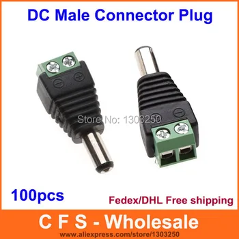 

CCTV DC Male Plug DC Jack DC Connector Power Plug for Security CCTV Camera System 2.1 x 5.5mm DHL Free Shipping 100pcs /Lot