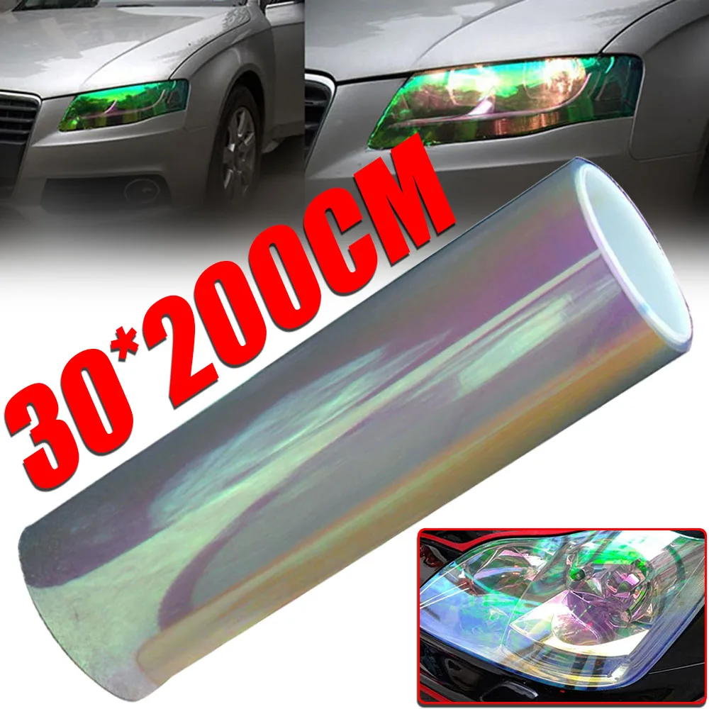 

New Arrival 1pc 200 x 30cm Chameleon Clear Car Headlight Tail Sticker Auto Fog Light Vinyl Tint Film Wrap