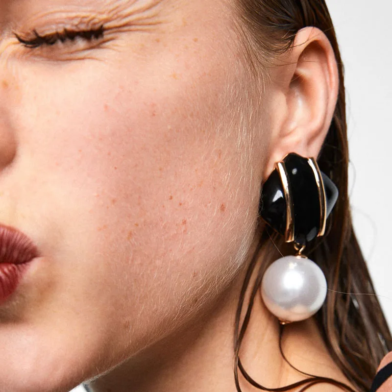 

Dvacaman ZA Statement Fashion Jewelry Round Simulated Pearl Drop Dangle Earrings For Women Accessories Bijoux Brinco