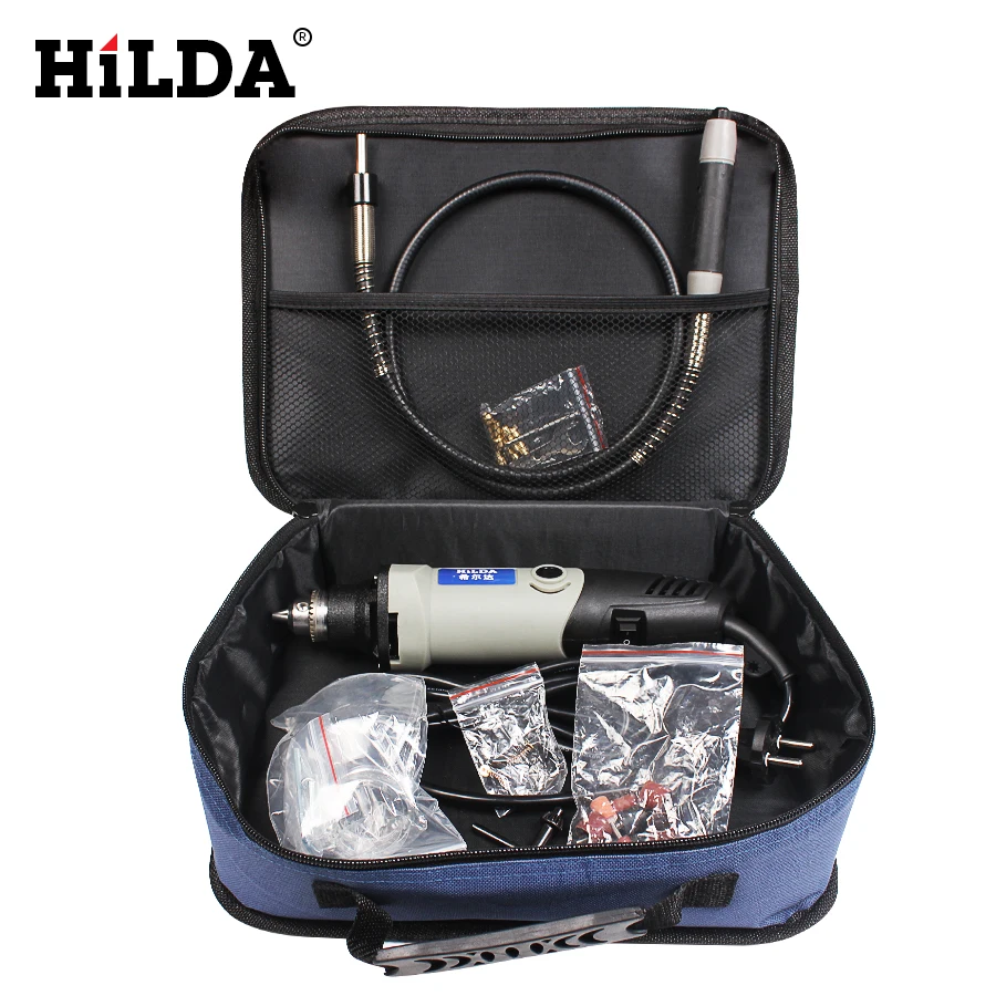 HILDA 220 В 400 Вт мини Dremel вращающийся инструмент с переменной скоростью с гибким валом с 25 аксессуарами электрическая дрель