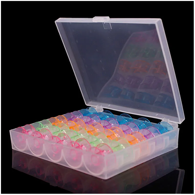 

25Pcs/Set Empty Bobbins Sewing Machine Spools Colorful Plastic Case Storage Box Needlework Tool Sewing Accessories