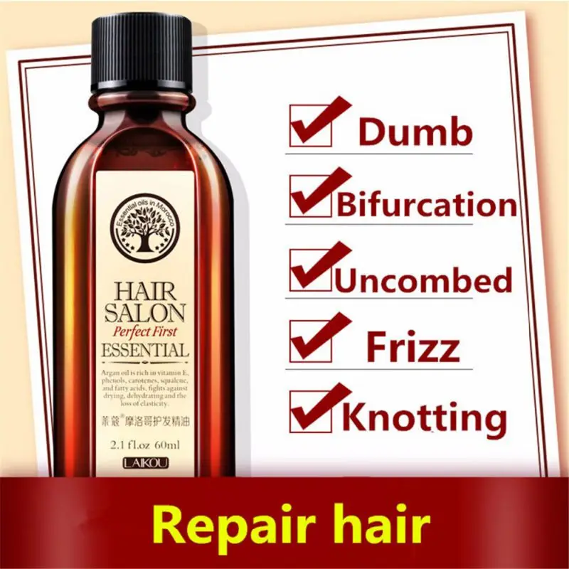 Brand Hair Care Moroccan Pure Argan Oil Hair Essential Oil Repair 60ml Multi-functional Hair Scalp Treatments For Dry Hair Types