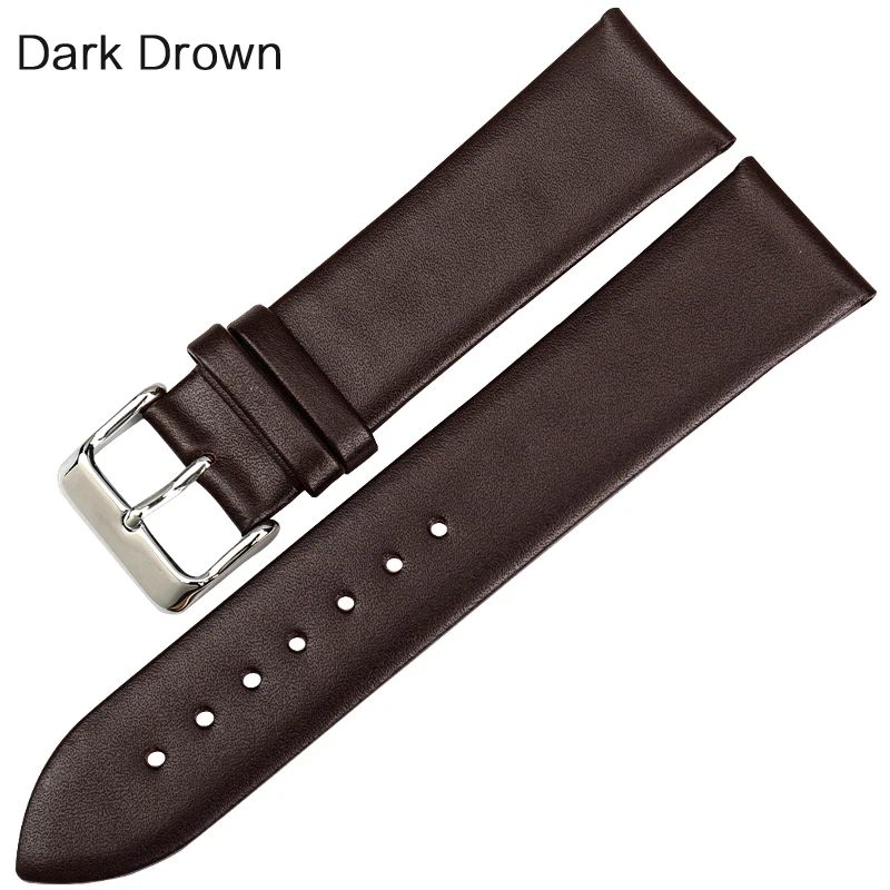 MAIKES, 12 мм-24 мм, модные розовые Ремешки для наручных часов, Женские аксессуары, кожаный ремешок для часов, тонкий браслет для брендовых часов - Цвет ремешка: Dark Brown