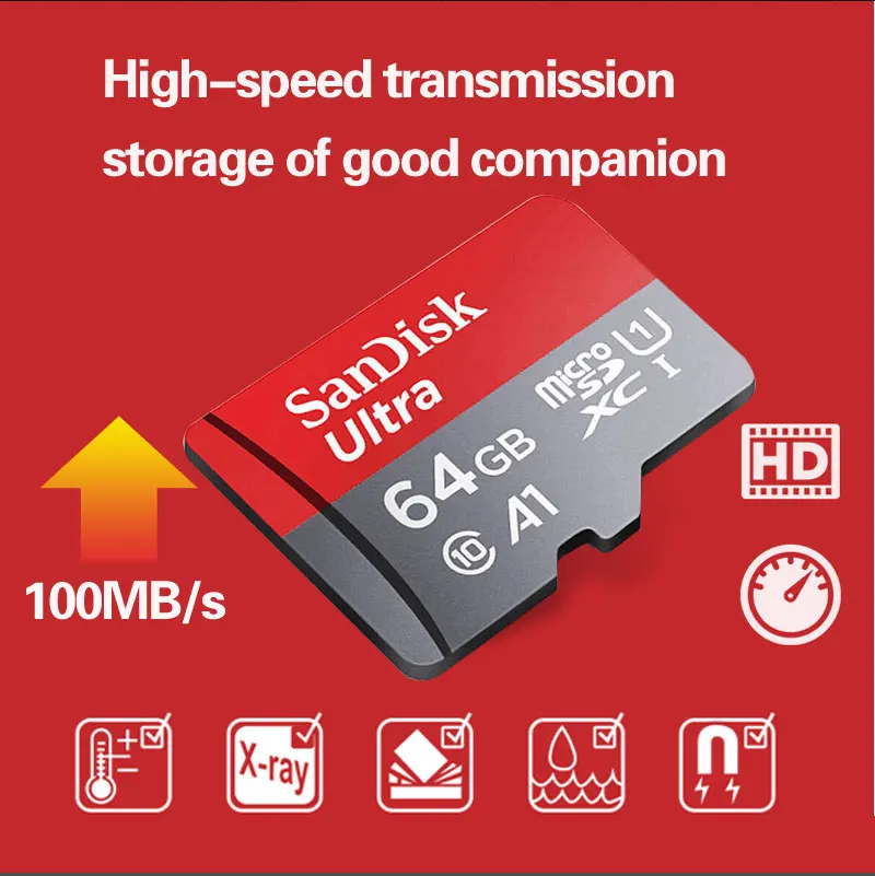 Двойной флеш-накопитель SanDisk слот для карт памяти Micro SD карта, 32 ГБ оперативной памяти, 16 Гб встроенной памяти класса 10 MicroSDHC 64 Гб 128 256 SDXC UHS-I TF устройство для чтения карт Скорость 100 МБ/с