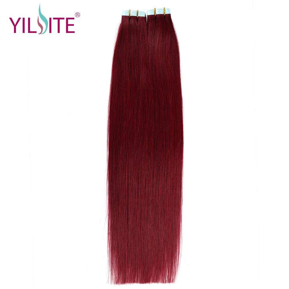 Yilite 2g/pcs 18" Non Remy Tape in Hair Extension Burgundy 99J
