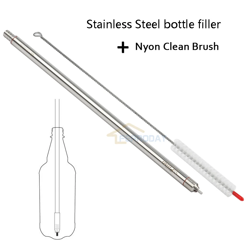 

Home Brewing Stainless Steel Wine Beer Bottling 13.7" length Spring Loaded Beer Bottle Filler +35cm Nyon Brush