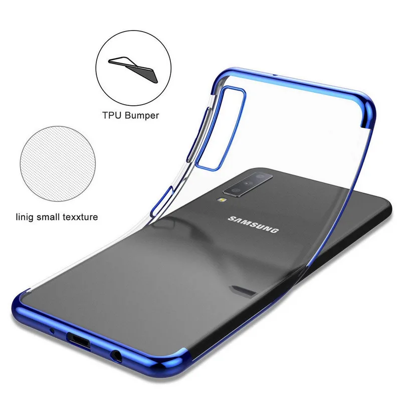 Silicone Case on Case For Samsung A50 Case Transparent Plating TPU Cover For Samsung Galaxy A70 A30 A20 A10 A40 Bumper Case