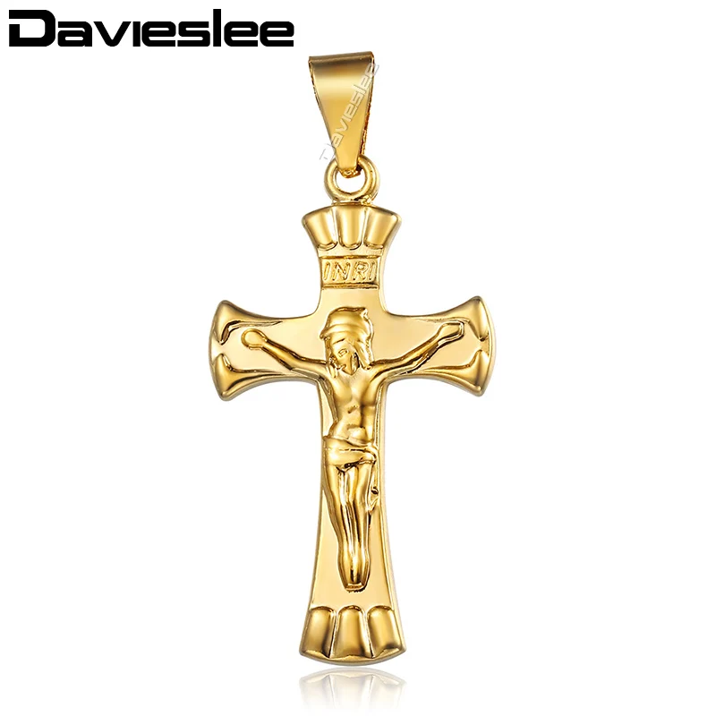 Davieslee крест Иисуса Христа кулон для мужчин и женщин золотые христианские