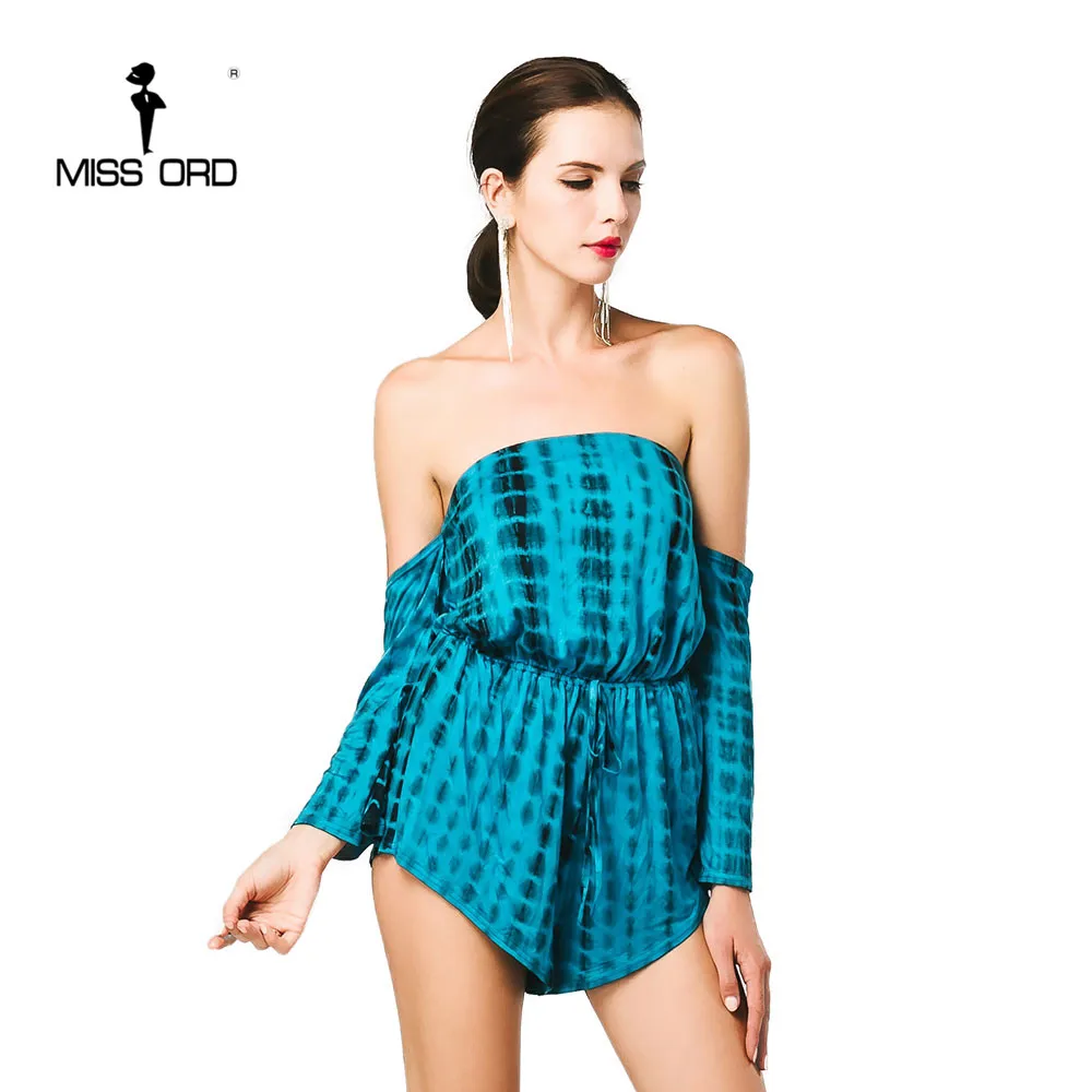 Бесплатная доставка Missord 2019 СЕКСУАЛЬНОЕ Слово плечо с длинным рукавом playsuit FT4676