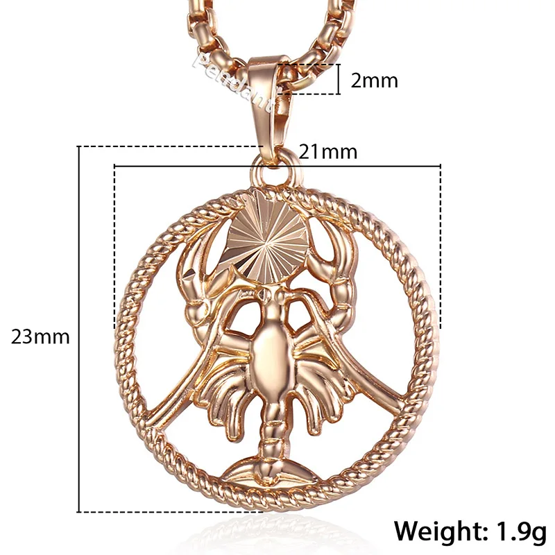 Davieslee ожерелье с подвеской со знаком зодиака для женщин и мужчин, Женское Ожерелье s 12, Созвездие 585, розовая подвеска, позолоченный подарок LGPM21 - Окраска металла: Cancer GP256