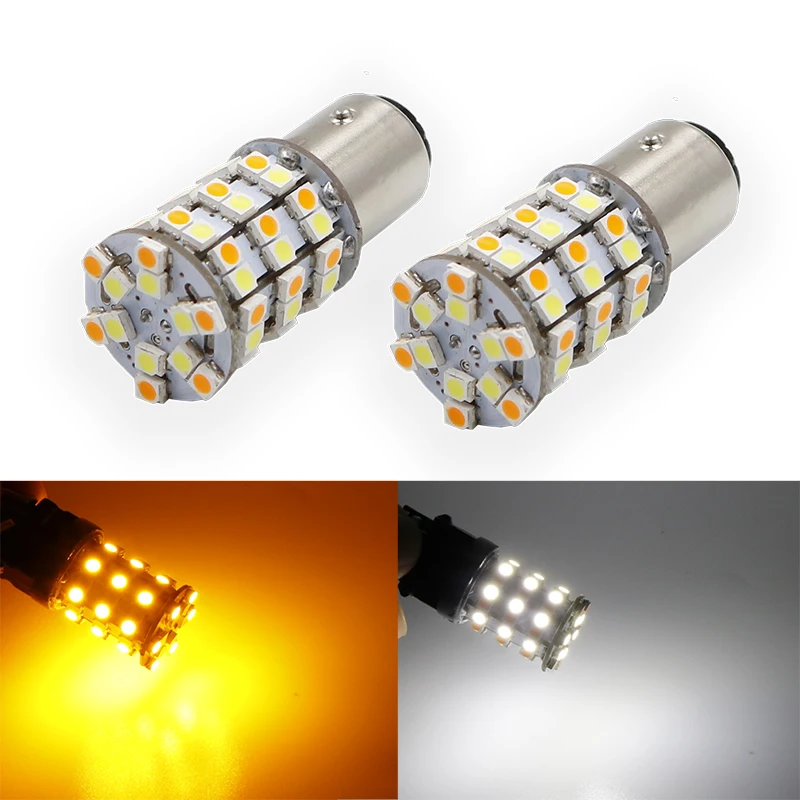 Buy Car LED Bulbs For Front Turn Signal Light 60SMD 1157 BA15D Dual Color