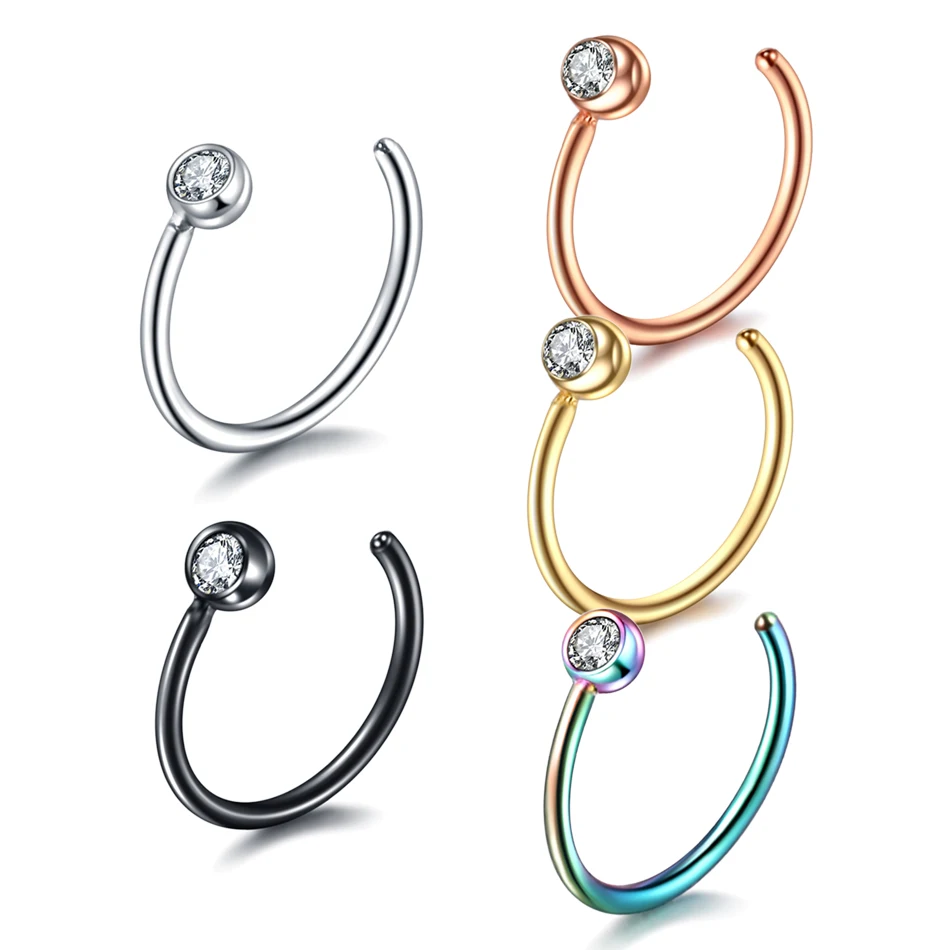 

1PC Steel Fake Lip Septum Helix Piercing Clip on Fake Nose Stud Ring Oreja Piercing Faux Nostril Hoop Piercing Jewelry For Women