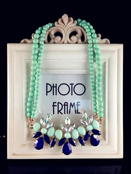 

2018 wholesale Fashion mint green candy color flower drill jewelry pearl necklace 12pcs/lot