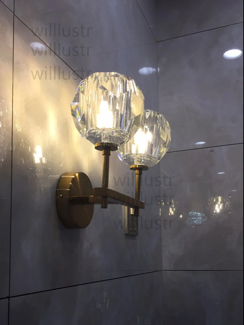 Lâmpada de Parede Boule de Cristal Café do Hotel Cristal Moderna Único Duplo Arandela Restaurante Barra Cabeceira Loft América Iluminação k9 Luz 8 modern wall sconce