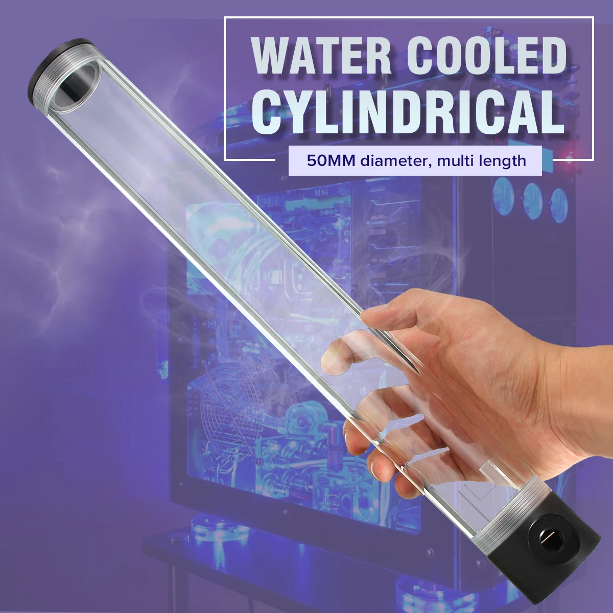 

G1/4 Thread Cylinder Reservoir Tank For Computer Water Cooling Transparent 400mmTank 50mmDiameter Universal Joint Motor Coupling