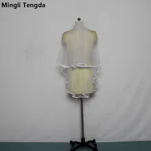 Короткие Свадебная Фата с расческой свадебная фата два слоя ленты край Румяна вуаль свадебные аксессуары mingli Tengda sluier schleier