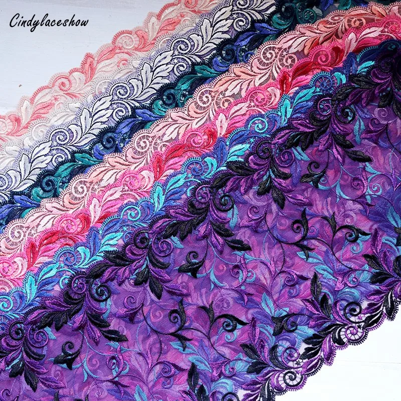 1Yard 23cm Wide Multi Embroidered Flower Lace Trim High Quality Lace