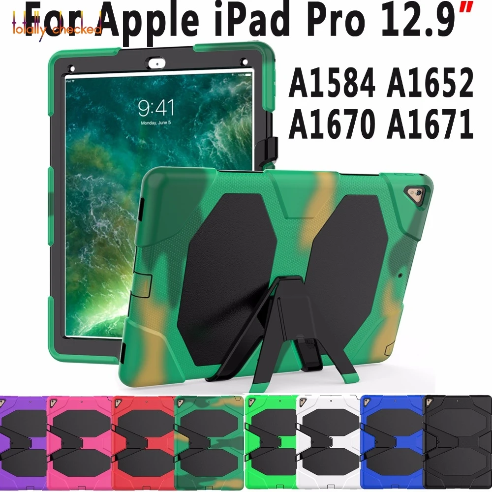 

3in1 Armor Silicone Heavy Duty Cover Case for Apple iPad Pro 12.9 inch 2015 2017 A1584 A1652 A1670 A1671 Coque Capa Funda