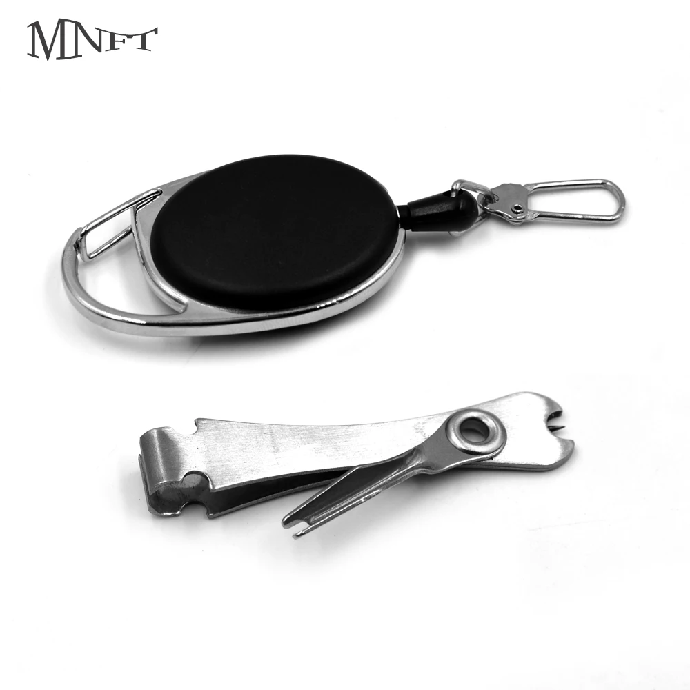 

MNFT Quick Knot Tying Tool Fishing Nipper Fly Line Cutter Clippers Eye Cleaner +Zinger Retractor