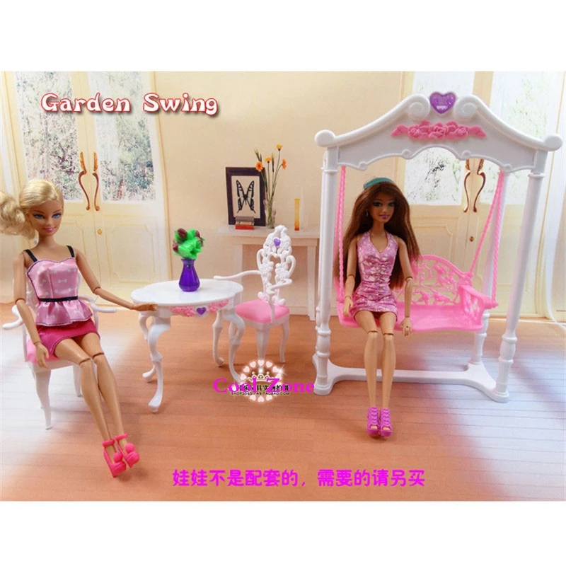 Miniatur Furniture Rose Istana Taman Ayunan Waktu Luang Untuk Barbie Boneka Rumah Berpura Pura Bermain Mainan Untuk Gadis Gratis Pengiriman For Barbie For Barbie Dollfor Toys Aliexpress