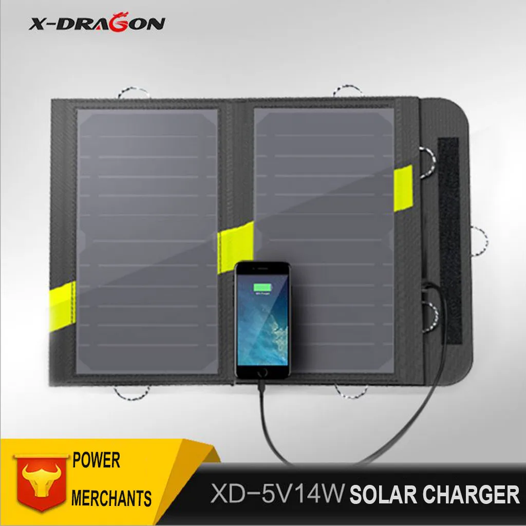 

2019 New X-DARGON 14W Portable Highly Efficient Foldable And Waterproof Solar Panel hot sell Fast Smart Charge Technology