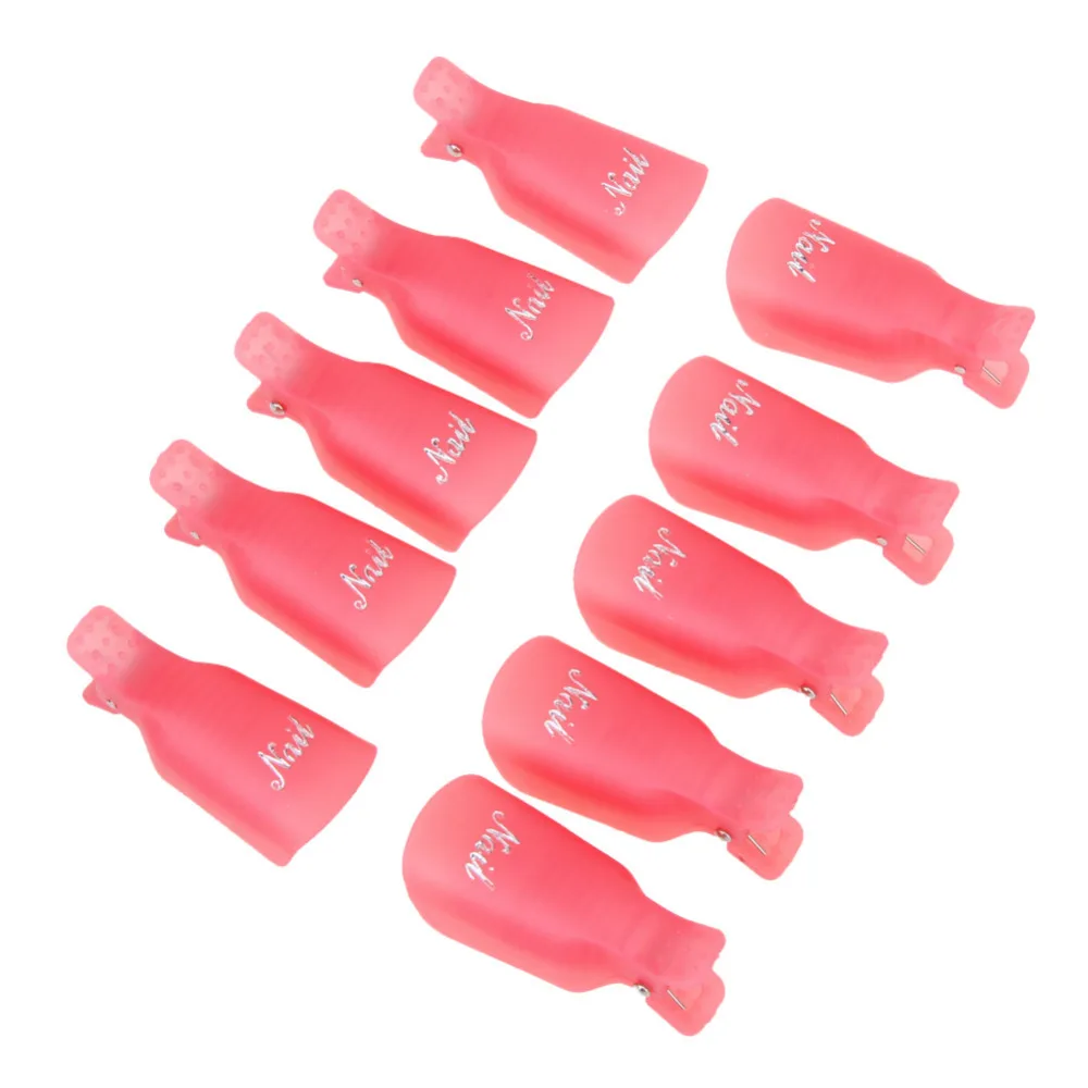 10Pcs NailArt Plastic Reusable Gel Nail Polish Remover Soak Off Cap Clip UV Cleaner Tool | Красота и здоровье