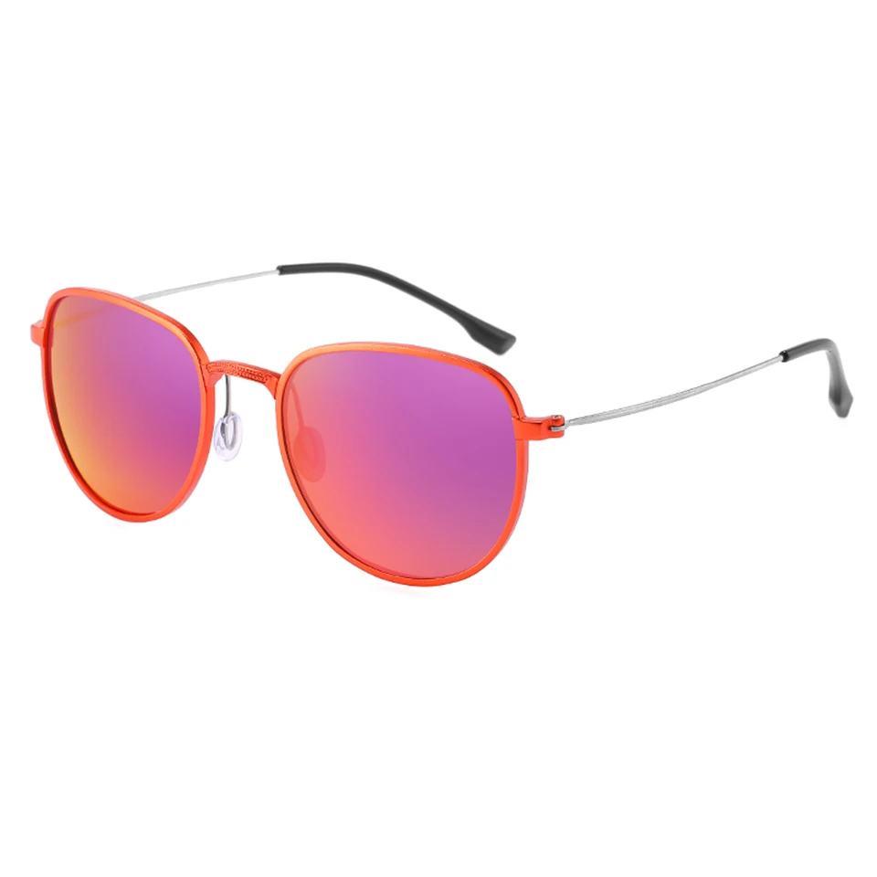 ELITERA мужские роскошные Круглые Солнцезащитные очки женские брендовые дизайнерские ретро обода Солнцезащитные очки с зеркальными стеклами поляризованные солнцезащитные очки - Цвет линз: red purple