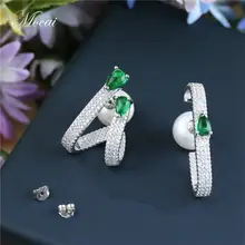 La Moda De Joyería fina Pendientes de Diseño Especial Para Las Mujeres de La Vendimia Verde Zircon Asimétrica Pendiente Cristalino ZK20