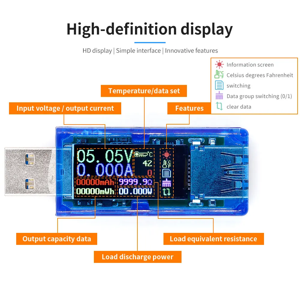 USB 3,0 цветной ЖК-Вольтметр Амперметр Напряжение измеритель тока мультиметр Зарядка батареи банк питания USB Тестер