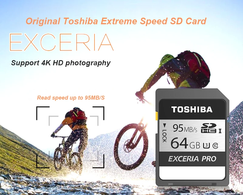 100% Оригинальные TOSHIBA sd-карта карты EXCERIA PRO 64 ГБ и 128 Гб 32 GB Class 10 UHS-I U3 SDHC SDXC sd-карта карты памяти 95 МБ/с. для видеокамеры